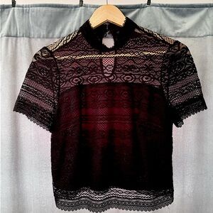 Black Lace Crop Blouse